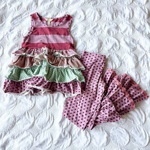 Matilda Jane Once Upon a Time Layered Ruffle Tank Top Pants Outfit Girls 8/10